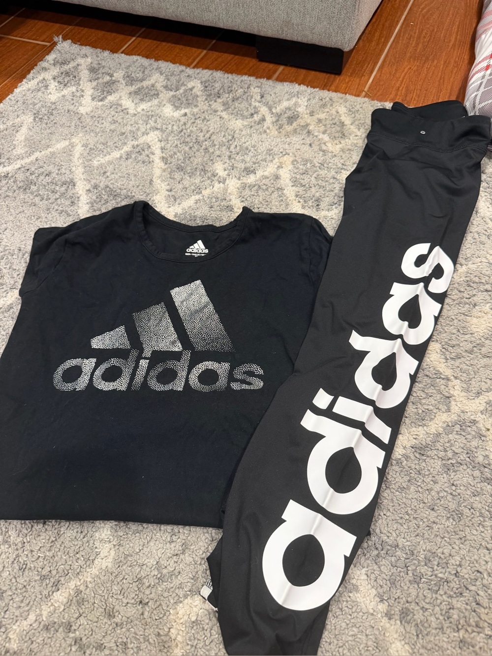 adidas Kids Black Logo Tee and Black Logo Leggings Set